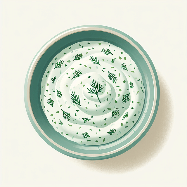 elegant bowl of vegan dill tzatziki