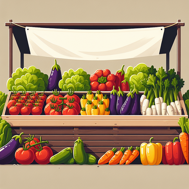 assortment of fresh vegetables on a market stand