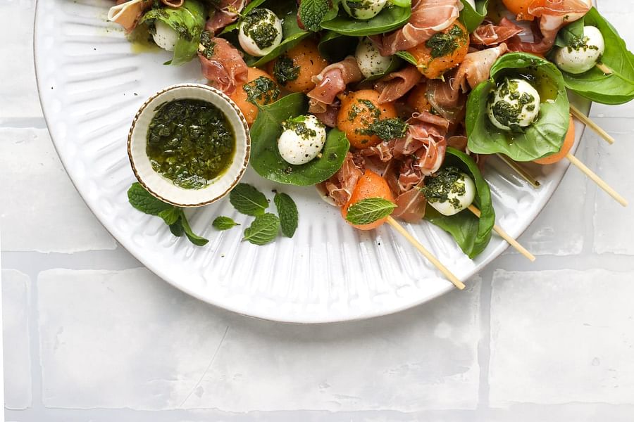 vegan caprese skewers