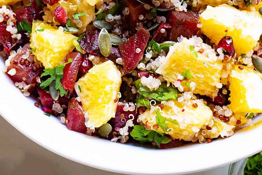Vegan cranberry orange quinoa salad