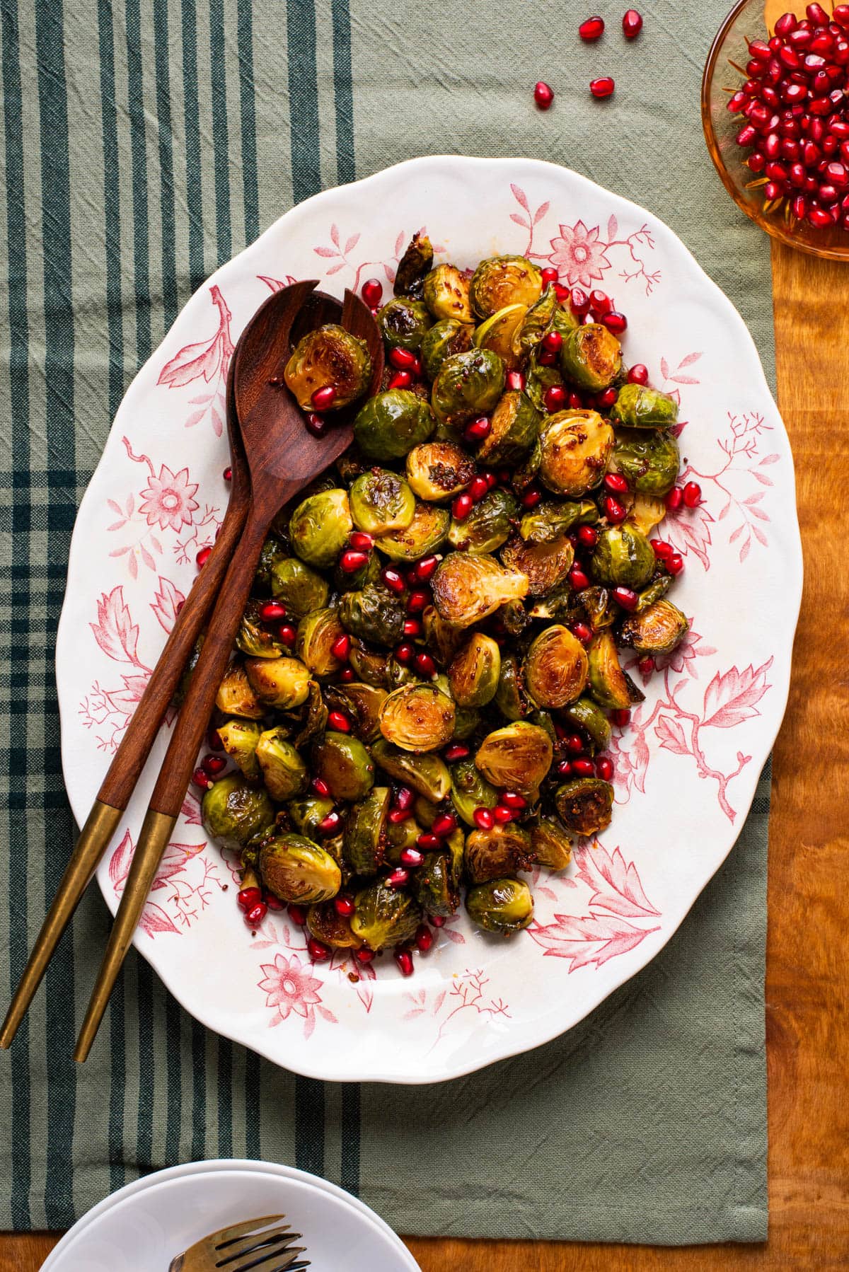 Vegan roasted brussels sprouts pomegranate
